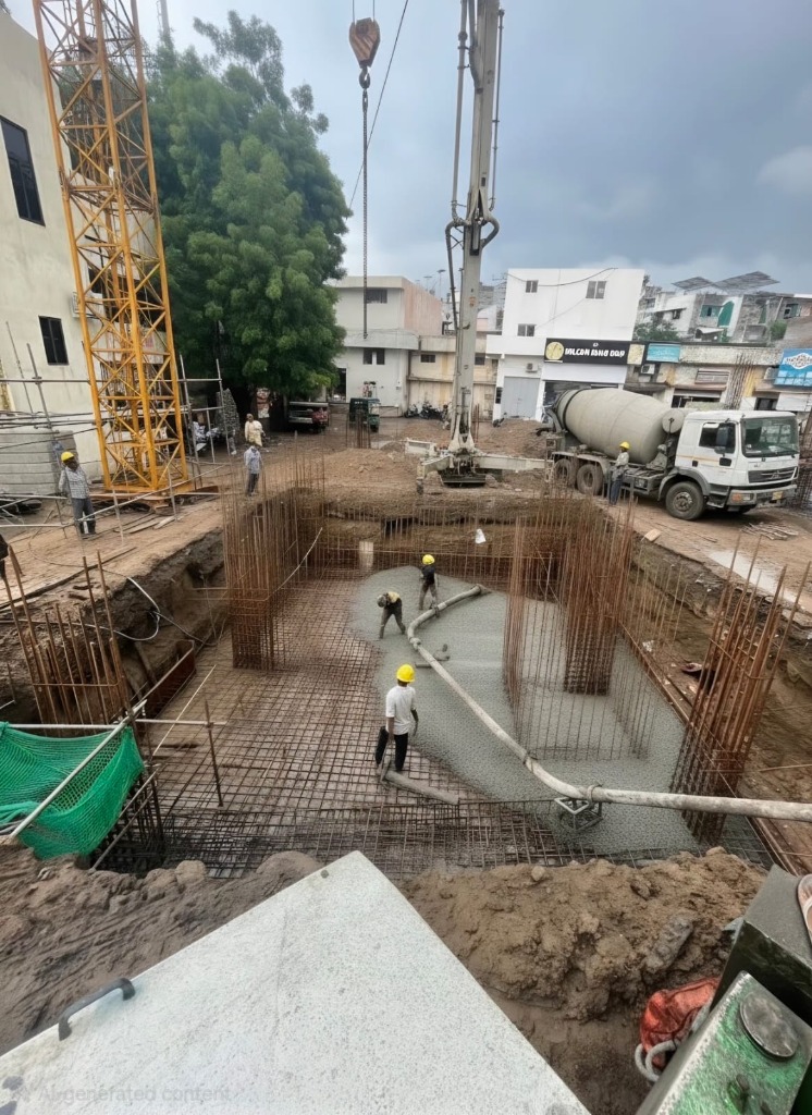 Infrastructure foundation and concrete pouring